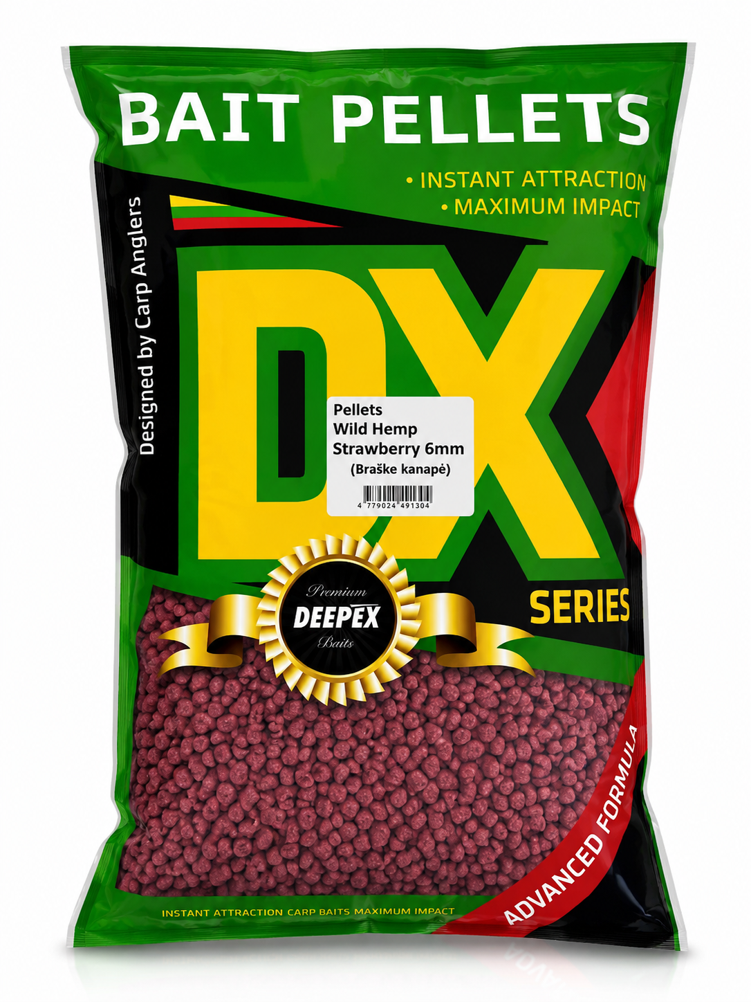 DEEPEX DX Pellets 6 mm – Wild Hemp Strawberry (Braškė – Kanapė)