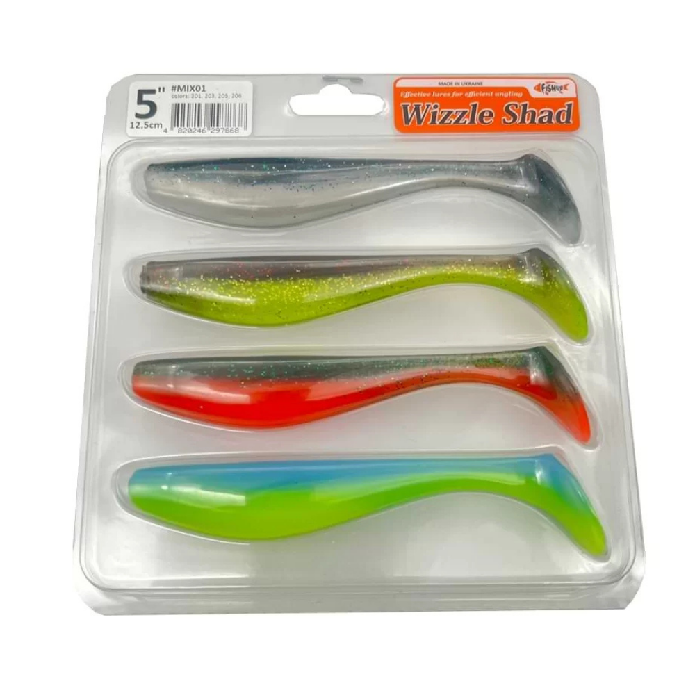 Silikoniniai masalai Wizzle Shad 5″ (4 vnt.) MIX#01