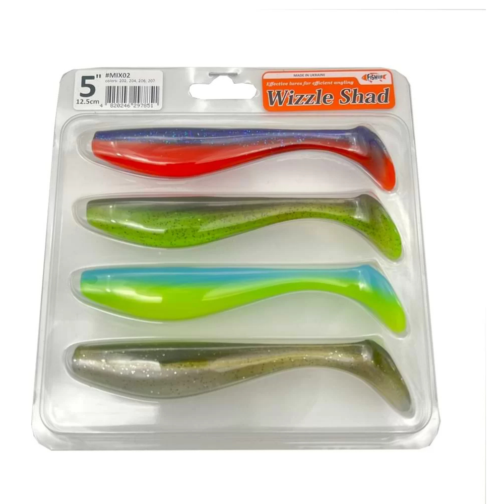 Silikoniniai masalai Wizzle Shad 5″ (4 vnt.) MIX#02
